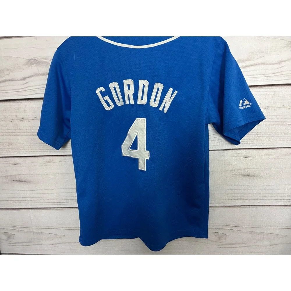 Majestic Kids Kansas City Royals Alex Gordon 4 Baseball Jersey Blue MLB Small
